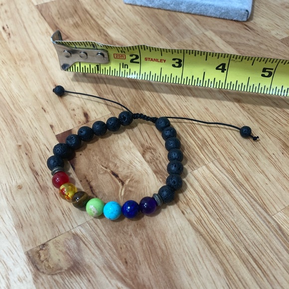 Chakra lava rock diffuser bracelet-adjustable - Picture 6 of 6